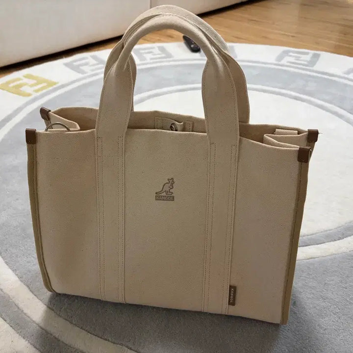 [BUNJANG] Kangol Canvas Tote Bag - Ivory / 캉골 캔버스 토트백 아이보리