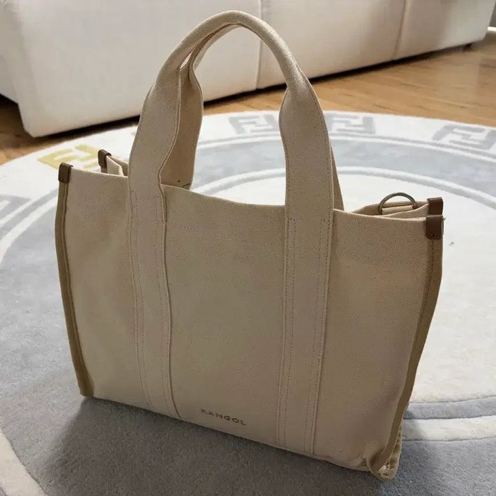 [BUNJANG] Kangol Canvas Tote Bag - Ivory / 캉골 캔버스 토트백 아이보리