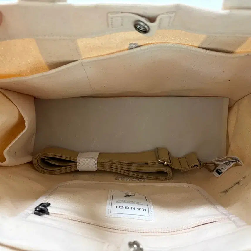 [BUNJANG] Kangol Canvas Tote Bag - Ivory / 캉골 캔버스 토트백 아이보리