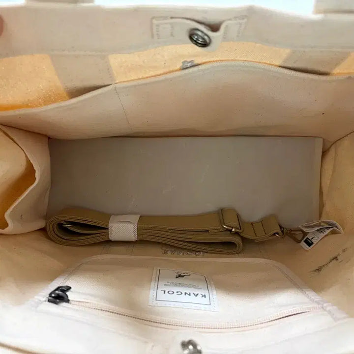 [BUNJANG] Kangol Canvas Tote Bag - Ivory / 캉골 캔버스 토트백 아이보리