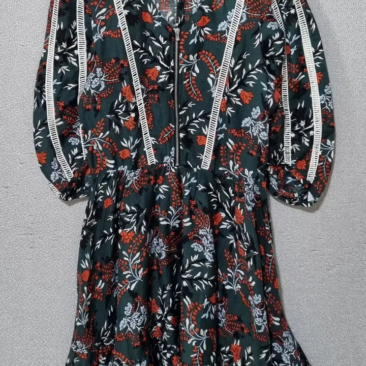 [BUNJANG] Maje Green Floral Print Linen Blend Short Sleeve Dress / 1사이즈) maje 마쥬 그린 플라워패턴 린넨혼방 반팔 원피스