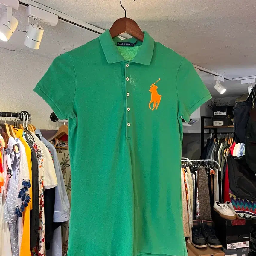 [BUNJANG] Ralph Lauren Big Pony Polo Shirt (Green/Orange) / 랄프로렌 빅포니 PK 셔츠 M