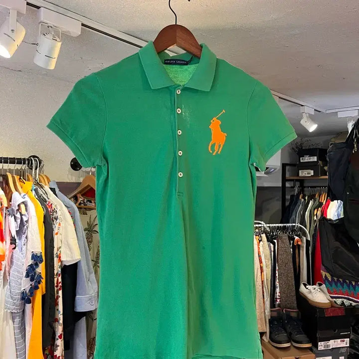 [BUNJANG] Ralph Lauren Big Pony Polo Shirt (Green/Orange) / 랄프로렌 빅포니 PK 셔츠 M