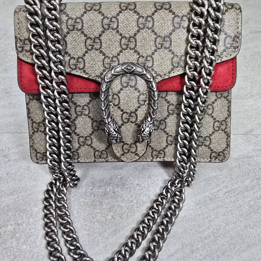 [BUNJANG] Gucci Dionysus Red Suede Chain Mini Shoulder Bag / 구찌 디오니소스 레드 체인백