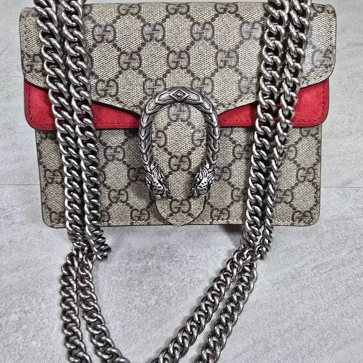 [BUNJANG] Gucci Dionysus Red Suede Chain Mini Shoulder Bag / 구찌 디오니소스 레드 체인백
