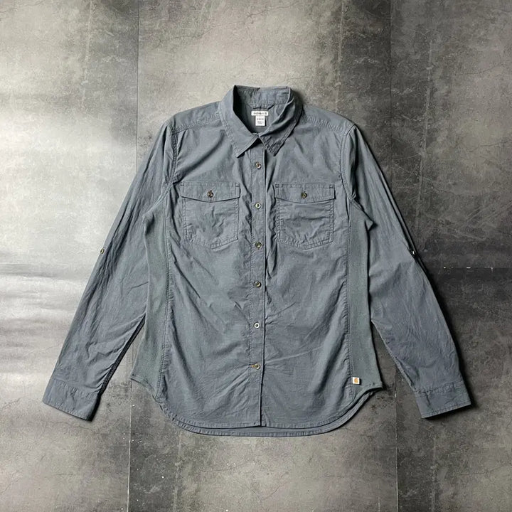 [BUNJANG] Carhartt Blue-Gray Flap Pocket Work Shirt A00939 / CARHARTT 칼하트 블루그레이 플랩포켓 워크셔츠 A00939