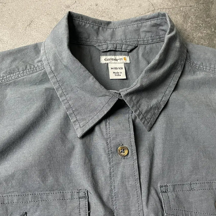 [BUNJANG] Carhartt Blue-Gray Flap Pocket Work Shirt A00939 / CARHARTT 칼하트 블루그레이 플랩포켓 워크셔츠 A00939