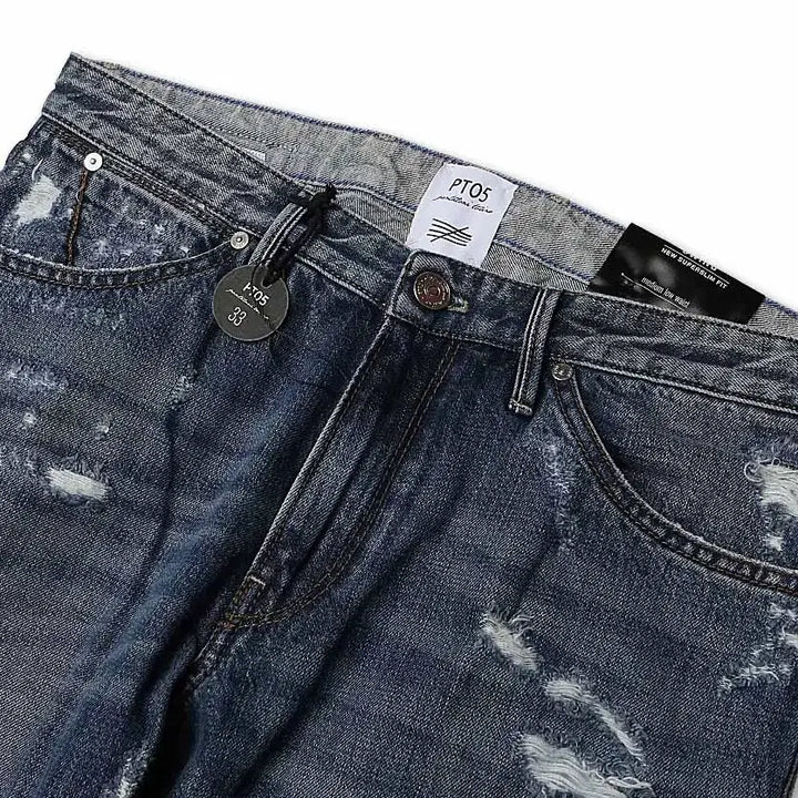 [BUNJANG] PT05 Destroyed Swing New Superslim Fit Denim Pants / 피티제로친퀘 [PT05] 디스트로이드 스윙 뉴 슬림핏 데님