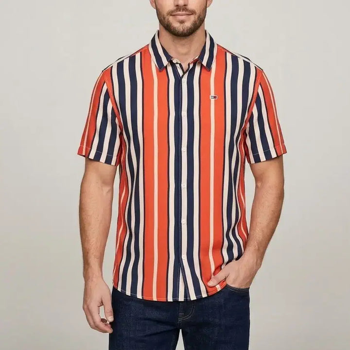 [BUNJANG] Tommy Hilfiger Striped Short Sleeve Shirt / [95]타미힐피거 스트라이프 반팔 셔츠