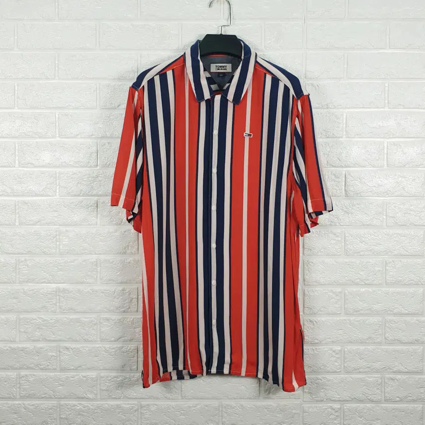 [BUNJANG] Tommy Hilfiger Striped Short Sleeve Shirt / [95]타미힐피거 스트라이프 반팔 셔츠