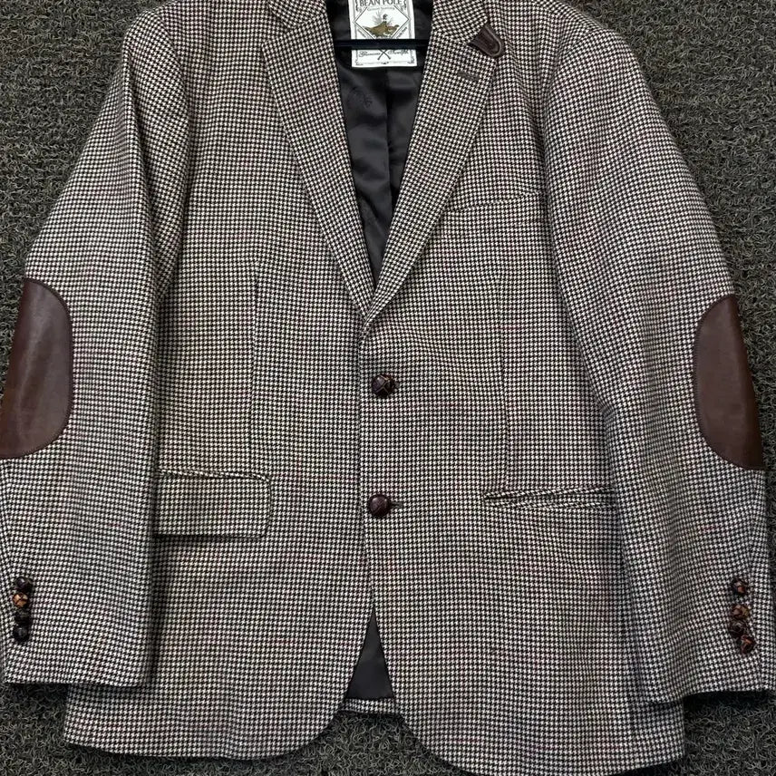 [BUNJANG] Beanpole Wood Button Elbow Patch Houndstooth Blazer Jacket / 빈폴 우드버튼 엘보우패치 하운드투스 블레이저 자켓