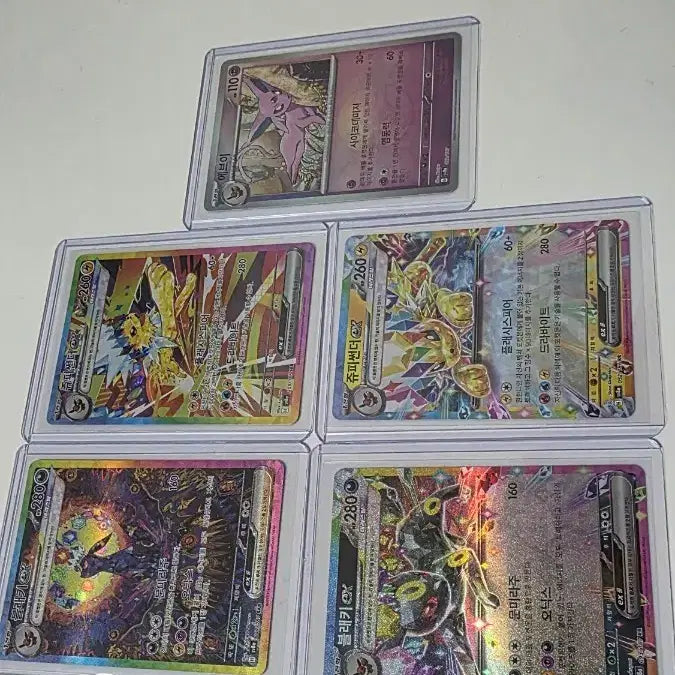 [BUNJANG] Umbreon EX, Jolteon EX SAR &amp; Eeveelution Monster Ball Hologram Card Set / 쥬피썬더, 블래키 sar + 이브이 진화체rr