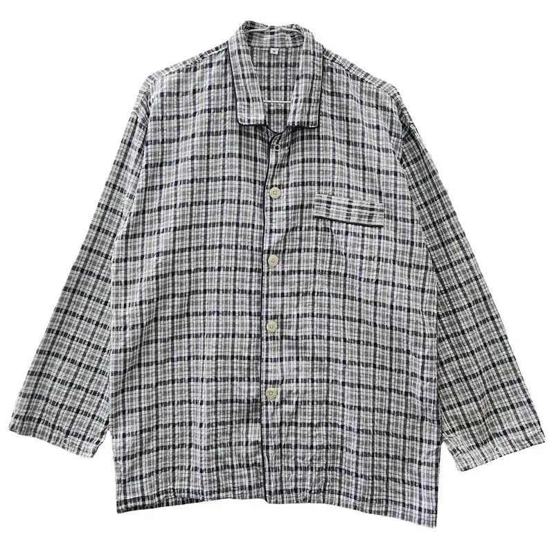 [BUNJANG] Vintage Plaid Pajama Shirt Navy M / 빈티지 잔체크 파자마 네이비 셔츠 M