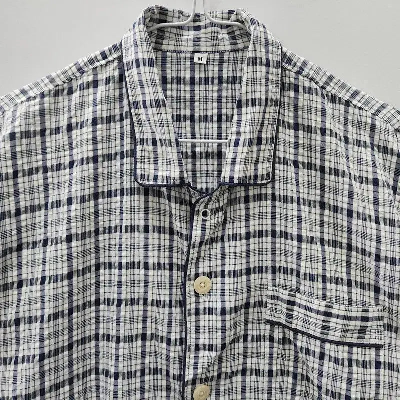 [BUNJANG] Vintage Plaid Pajama Shirt Navy M / 빈티지 잔체크 파자마 네이비 셔츠 M