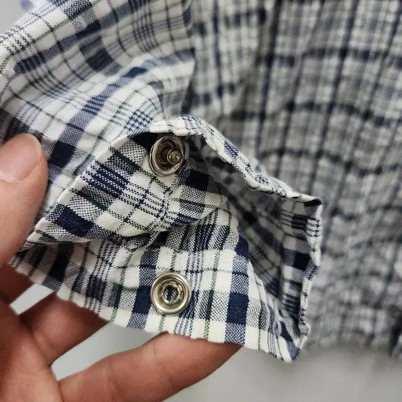 [BUNJANG] Vintage Plaid Pajama Shirt Navy M / 빈티지 잔체크 파자마 네이비 셔츠 M