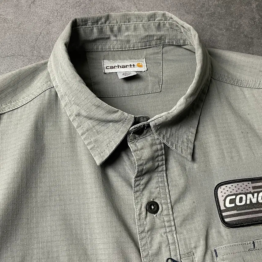 [BUNJANG] Carhartt Flap Pocket Work Shirt Light Grey / CARHARTT 칼하트 그레이 플랩포켓 워크 셔츠 A00940