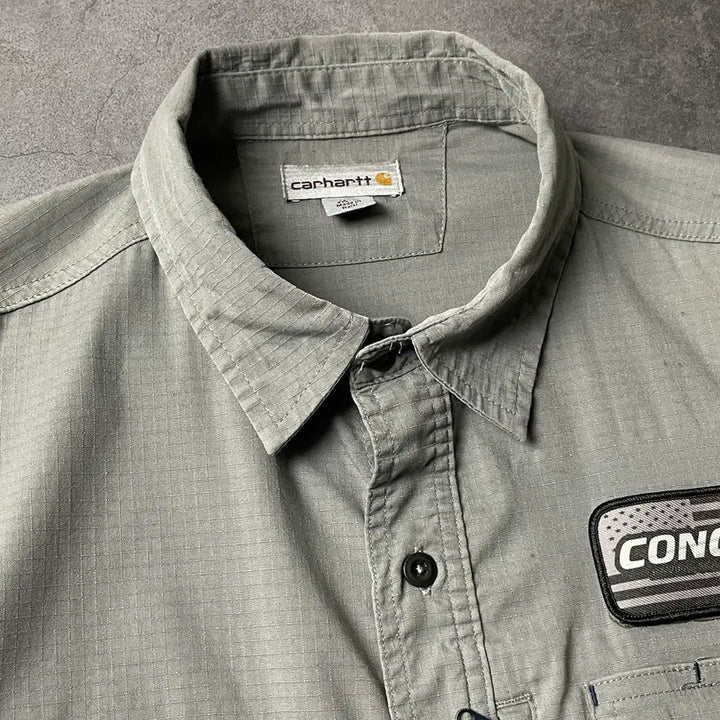 [BUNJANG] Carhartt Flap Pocket Work Shirt Light Grey / CARHARTT 칼하트 그레이 플랩포켓 워크 셔츠 A00940