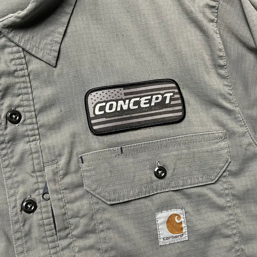 [BUNJANG] Carhartt Flap Pocket Work Shirt Light Grey / CARHARTT 칼하트 그레이 플랩포켓 워크 셔츠 A00940