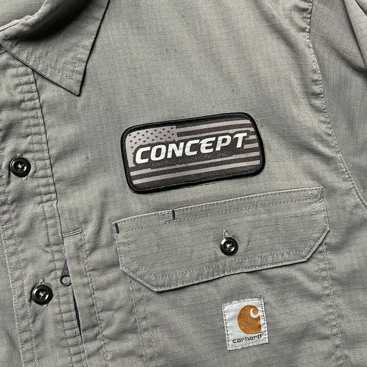 [BUNJANG] Carhartt Flap Pocket Work Shirt Light Grey / CARHARTT 칼하트 그레이 플랩포켓 워크 셔츠 A00940