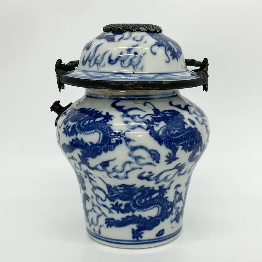 [BUNJANG] White Porcelain Blue and White Cloud Dragon Jar-shaped Teapot / 백자청화운룡문유개항아리형주전자