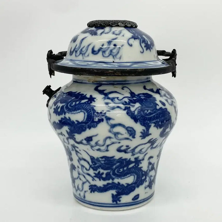 [BUNJANG] White Porcelain Blue and White Cloud Dragon Jar-shaped Teapot / 백자청화운룡문유개항아리형주전자
