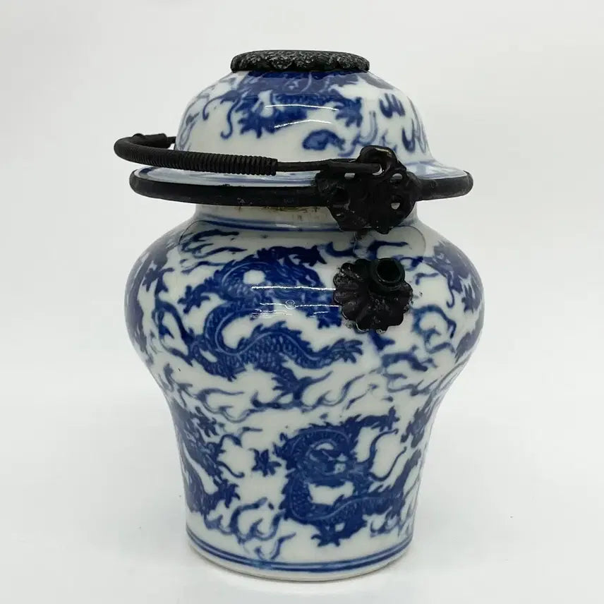 [BUNJANG] White Porcelain Blue and White Cloud Dragon Jar-shaped Teapot / 백자청화운룡문유개항아리형주전자