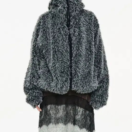 [BUNJANG] Seric Hairy Balaclava Zip Up - Charcoal / 세릭 hairy Balaclava Zip Up _ Charcoal