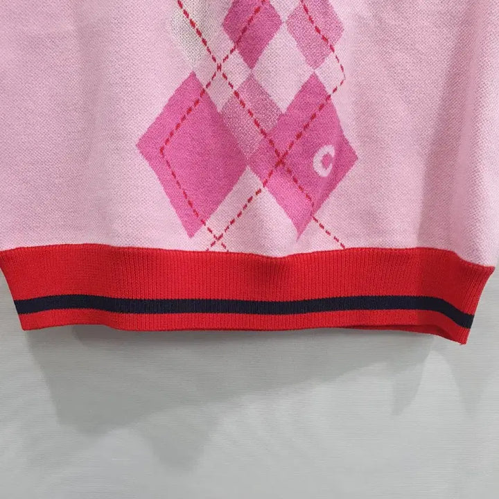 [BUNJANG] Lucky Chouette Pink Argyle Knit Vest / 럭키슈에뜨 핑크 아가일 니트 조끼38[신품급 ]