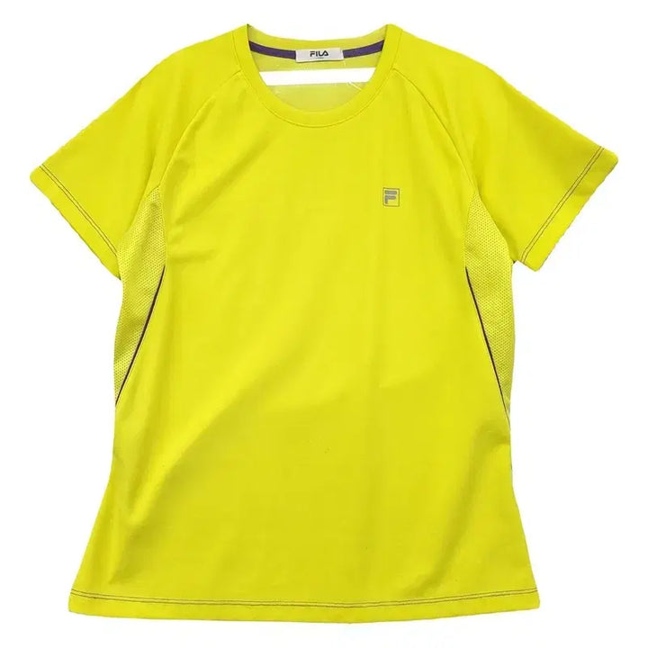 [BUNJANG] Fila Yellow Polyester Short Sleeve T-Shirt / 휠라 옐로우 트레이닝 반팔티 100