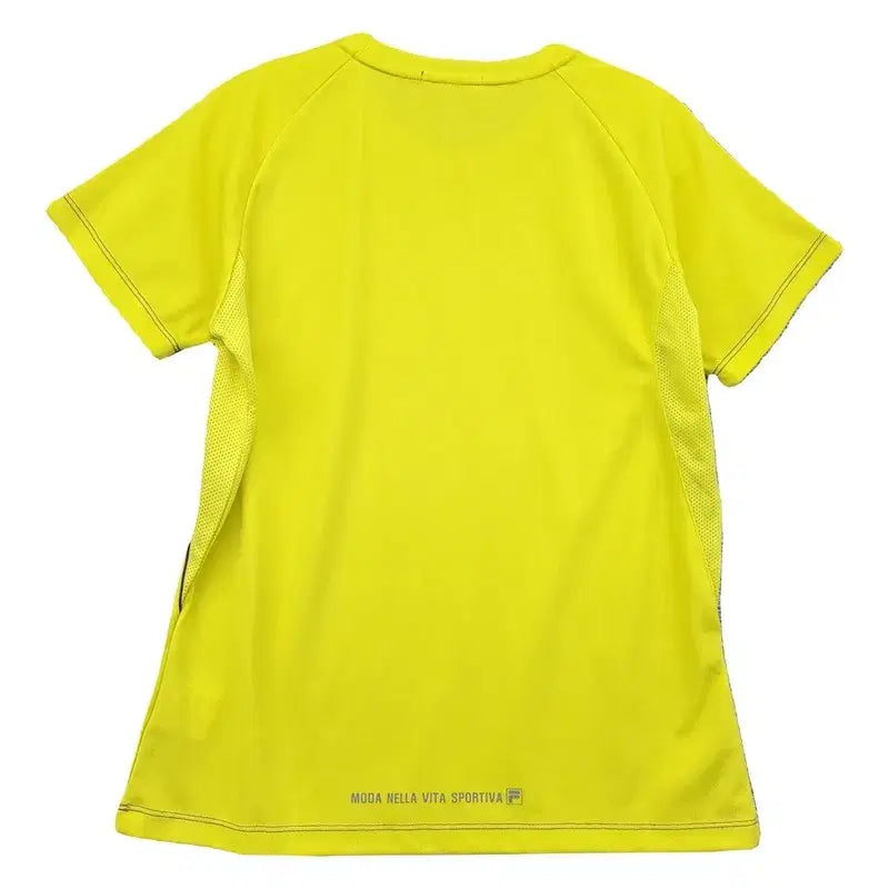 [BUNJANG] Fila Yellow Polyester Short Sleeve T-Shirt / 휠라 옐로우 트레이닝 반팔티 100