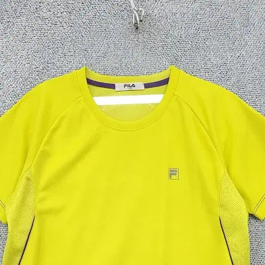 [BUNJANG] Fila Yellow Polyester Short Sleeve T-Shirt / 휠라 옐로우 트레이닝 반팔티 100
