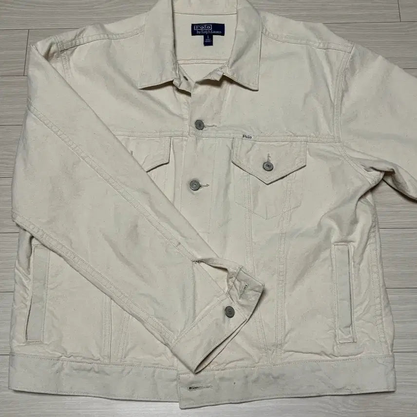 [BUNJANG] Polo Ralph Lauren Ivory Trucker Jacket L / 폴로 랄프로렌 아이보리 트러커 L