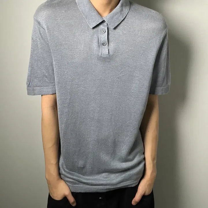 [BUNJANG] COS Grey Knit Short Sleeve Polo Shirt M / Cos 코스 그레이 니트 반팔 폴로 셔츠 M