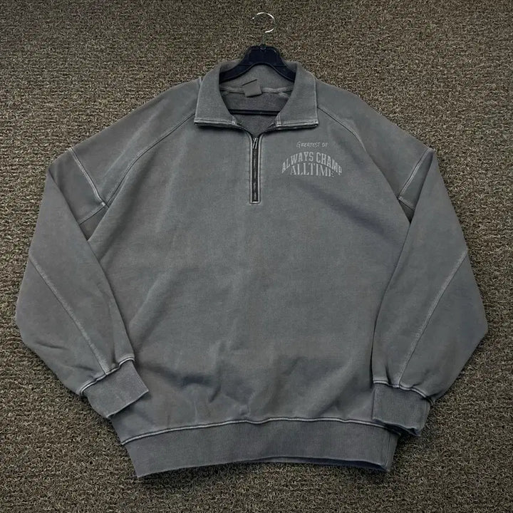 [BUNJANG] HDEX Charcoal Half-Zip Sweatshirt / 에이치덱스 차콜 반집업 맨투맨
