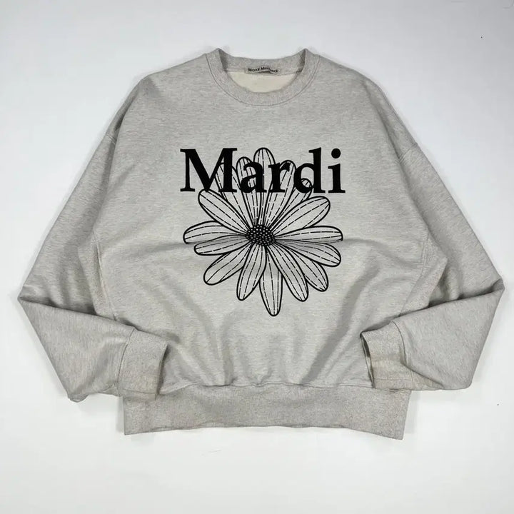 [BUNJANG] Mardi Mercredi Flower Oatmeal Sweatshirt (Free Size) / 마르디 메크르디 플라워 오트밀 맨투맨 (Free 여성추천)