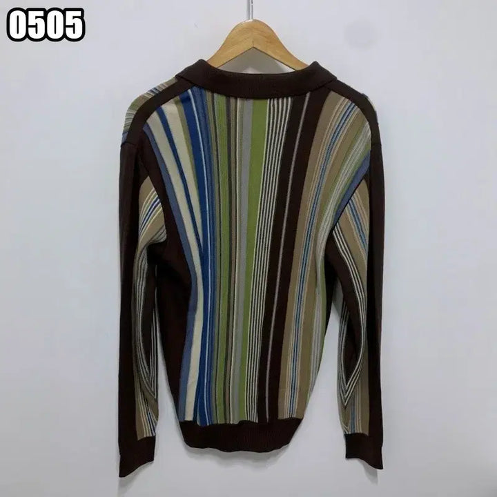 [BUNJANG] Beanpole Multicolor Old School Long Sleeve Knit Polo / L 빈폴 멀티컬러 올드스쿨 긴팔 카라 니트