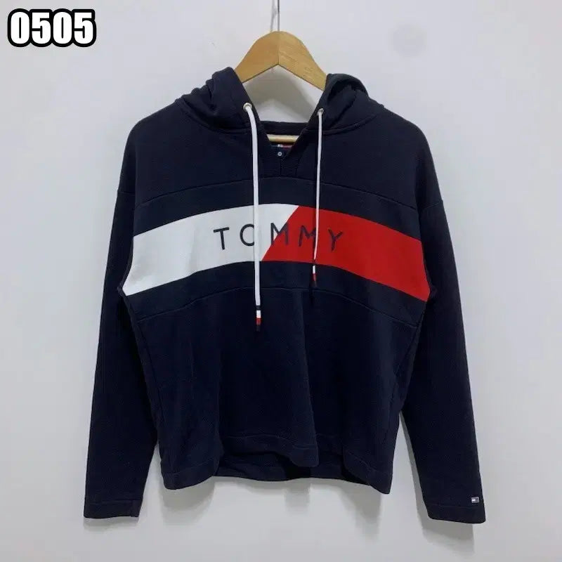 [BUNJANG] Tommy Hilfiger Big Flag Logo Cropped Hoodie / M 타미힐피거의 빅 플래그 로고 크롭 후드 티셔츠