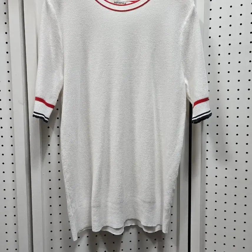 [BUNJANG] Beanpole White Color Block Short Sleeve Knit Top Size 90 / (1543)빈폴 화이트 배색 포인트 반팔 니트90