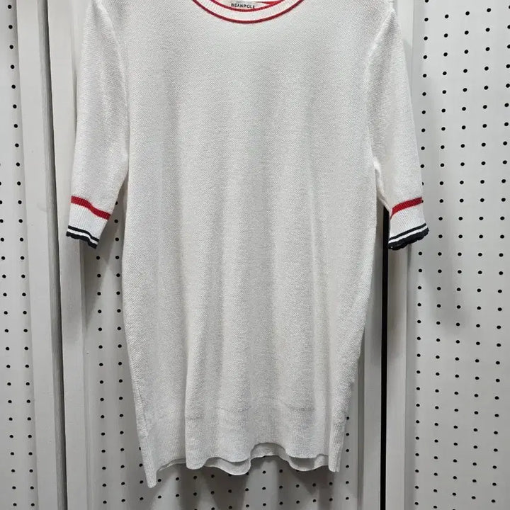 [BUNJANG] Beanpole White Color Block Short Sleeve Knit Top Size 90 / (1543)빈폴 화이트 배색 포인트 반팔 니트90