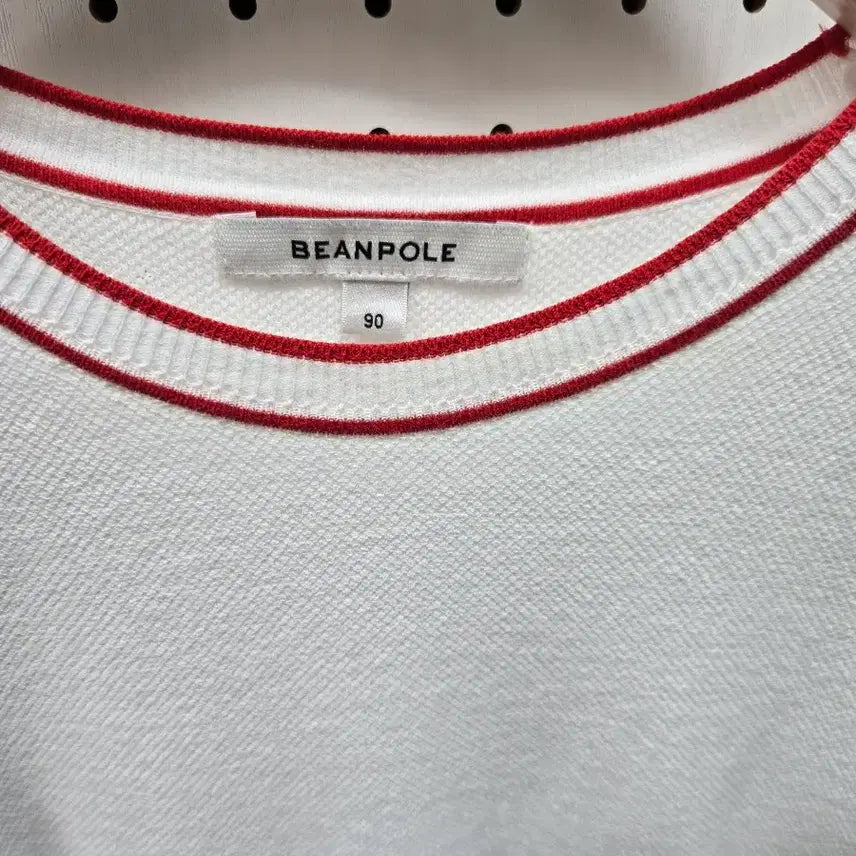 [BUNJANG] Beanpole White Color Block Short Sleeve Knit Top Size 90 / (1543)빈폴 화이트 배색 포인트 반팔 니트90