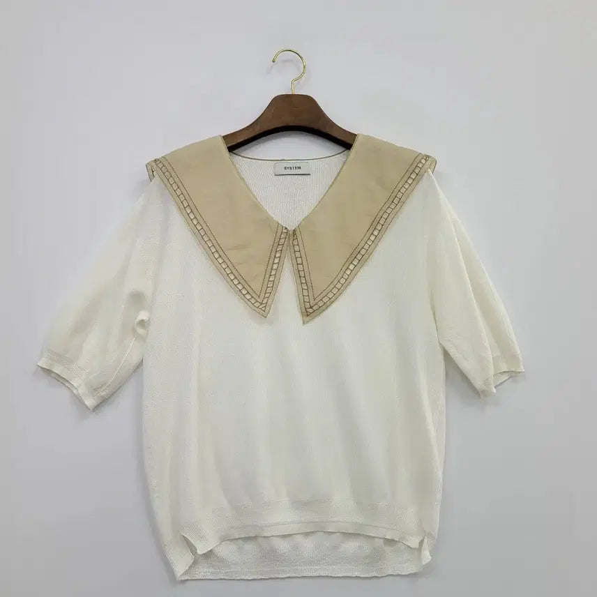 [BUNJANG] SYSTEM Collar Short Sleeve Knit 90 / SYSTEM 시스템 한섬 카라 반팔 니트/90/앨리스/1248