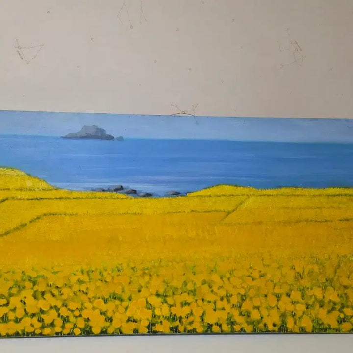 [BUNJANG] Oil Painting Seascape with Canola Flowers / 유화 그림 - 유채꽃 바다 풍경