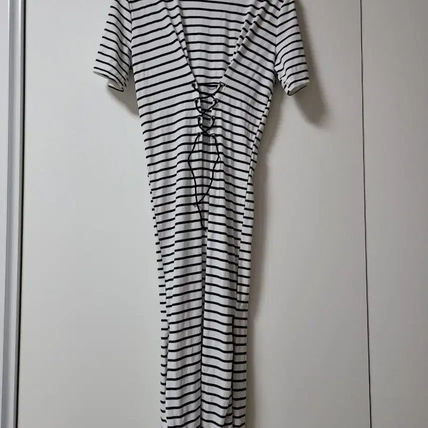 [BUNJANG] Stripe Strap Long Dress / 스트라이프 끈 롱 원피스