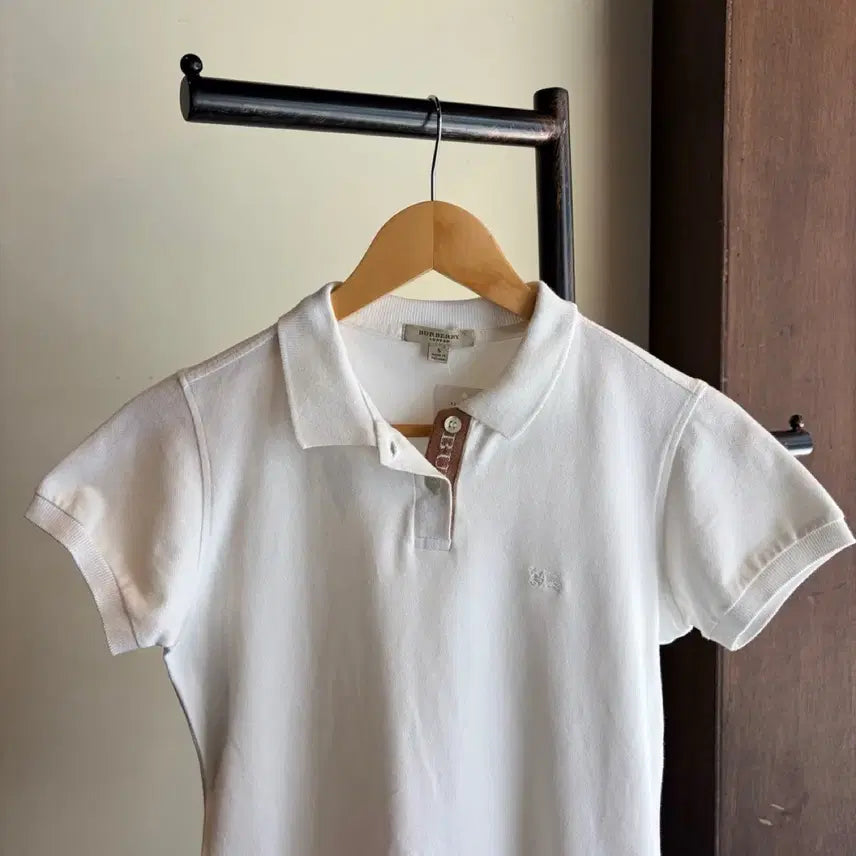 [BUNJANG] Burberry White Short Sleeve Polo Shirt / 16917 - 버버리 화이트 반팔 카라티