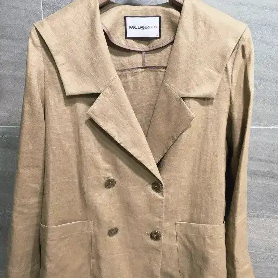 [BUNJANG] Karl Lagerfeld 100% Linen Sailor Collar Double-Button Jacket / 칼라거펠트 , 마100%  세련된 세일러카라 더블버튼 자켓