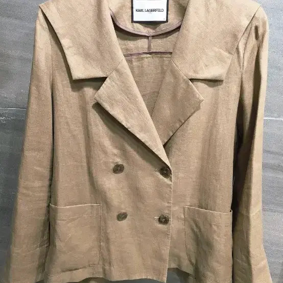 [BUNJANG] Karl Lagerfeld 100% Linen Sailor Collar Double-Button Jacket / 칼라거펠트 , 마100%  세련된 세일러카라 더블버튼 자켓