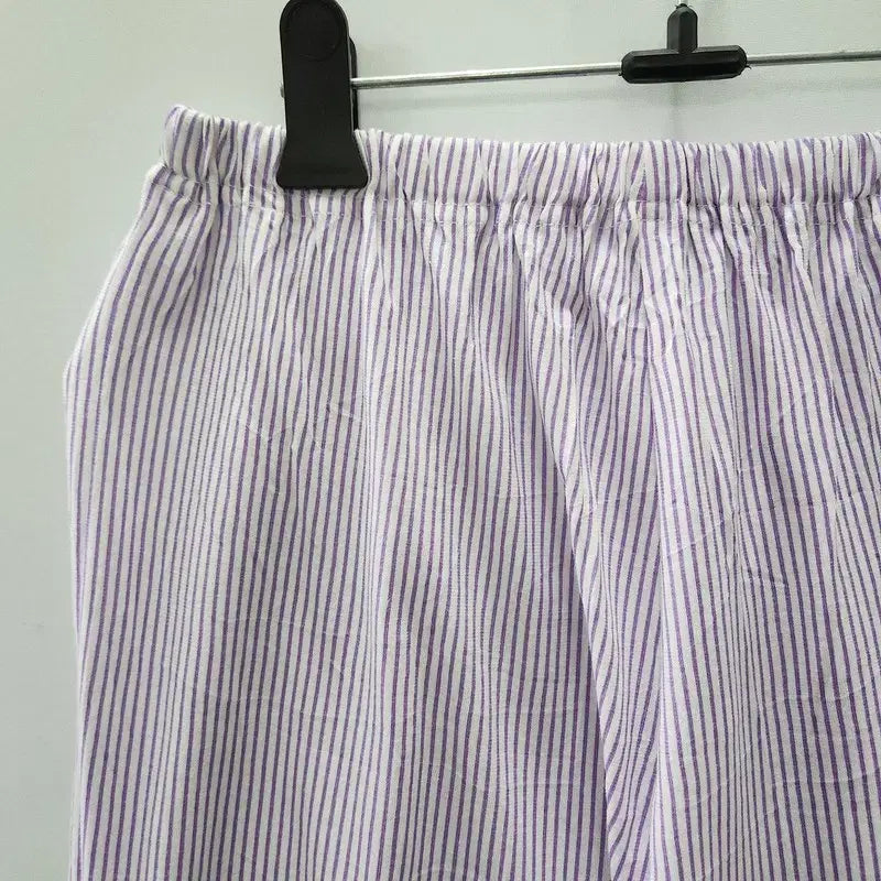[BUNJANG] Vintage Striped Elastic Waist Lavender Purple Pants / 빈티지 스트라이프 밴딩 라벤더퍼플 바지