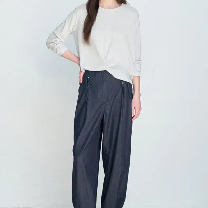 [BUNJANG] LATT by LATT Drawstring Wide Denim Pants / 한섬 26ss신상 래트 래트바이티 latt 드로우스트링 와이드 데님 55