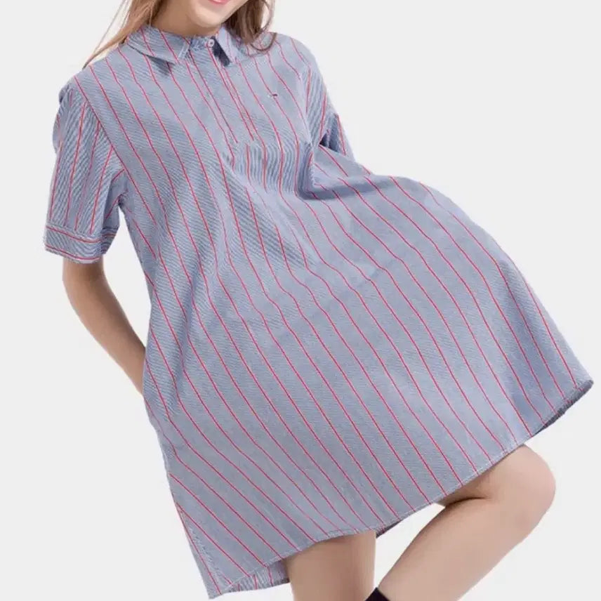 [BUNJANG] Tommy Jeans Oversized Cotton Shirt Dress / 타미진스 오버사이즈 코튼  셔츠 원피스