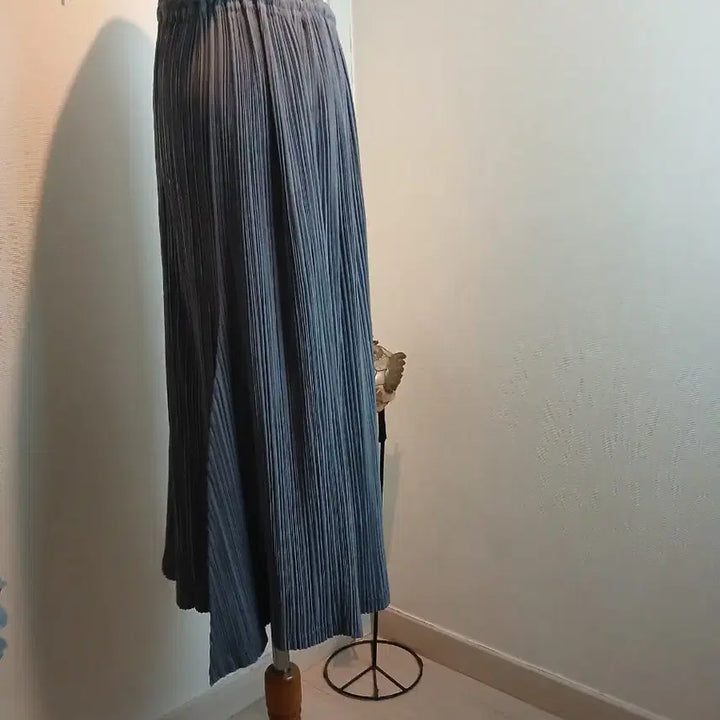 [BUNJANG] Pleated Long Skirt Blue Grey One Size / 플리츠 롱 스커트 블루그레이. 프리사이즈